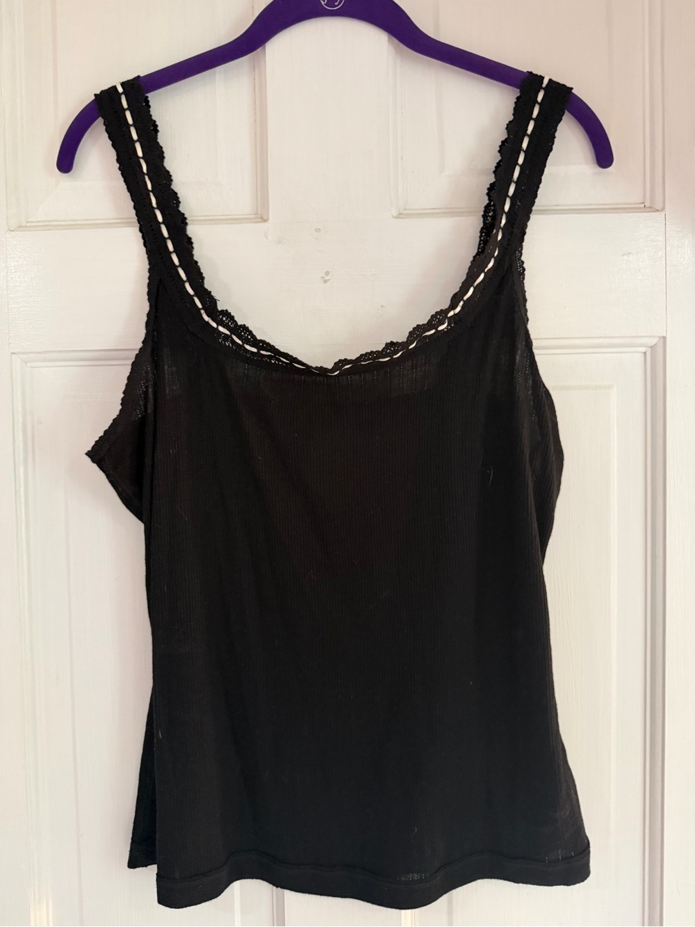 Free People Only You Black Lace-Trim Tank/sz XL